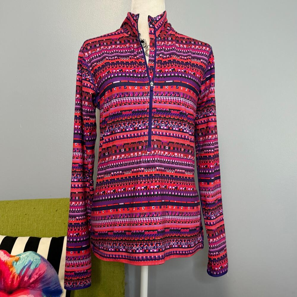 Nike Pink Purple Striped Half Zip Athletic Pullover Jacket